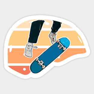 Colorful Retro Skateboard Helmet with Kickflip Sticker